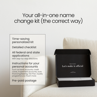Black all-in-one NewlyNamed name change kit