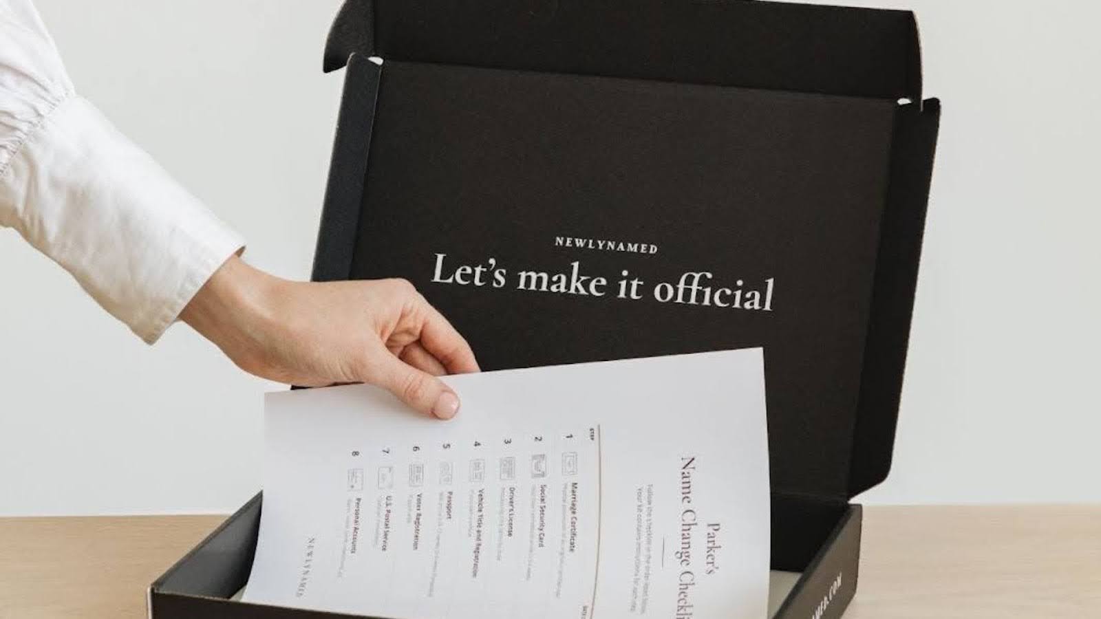 A person starting their name change with a NewlyNamed Box