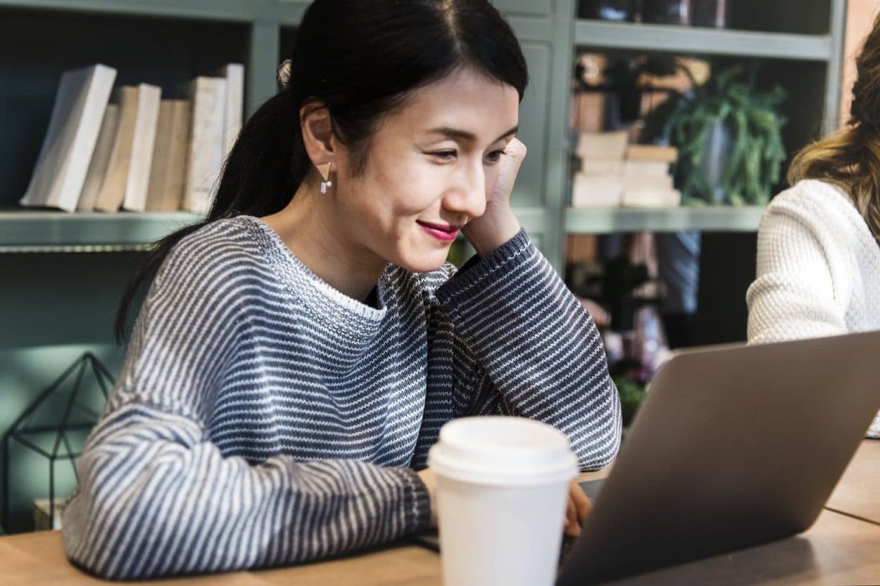 A woman at her computer
