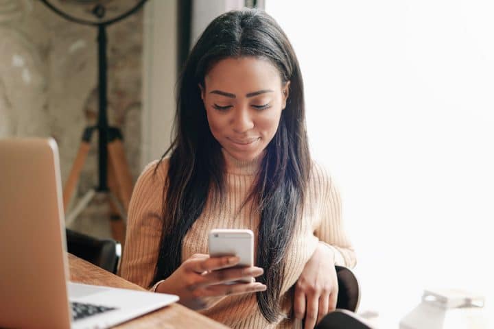 A woman on a computer