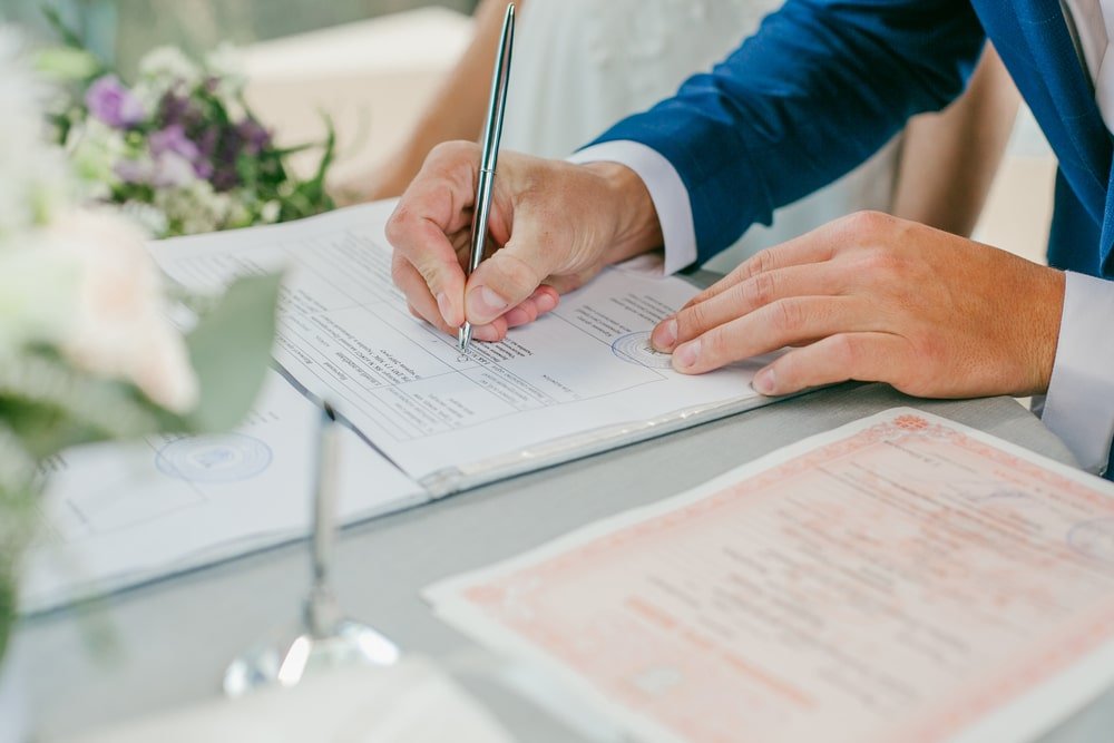 marriage license signing