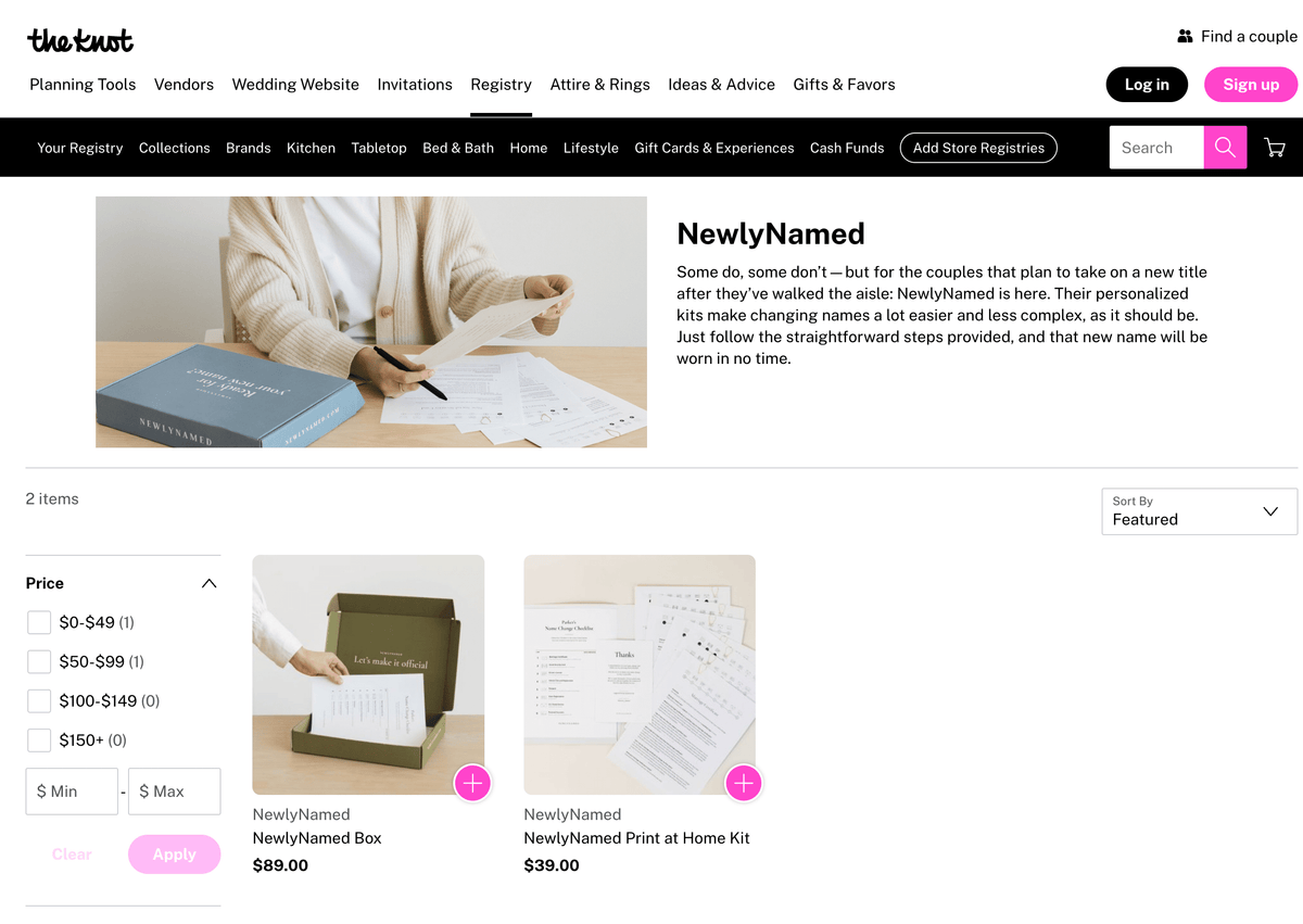 How To Add NewlyNamed To Your Wedding Registry