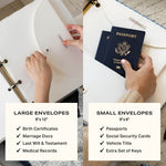 DailyDocs Organizer large and small document envelopes for certificates, passports and important records