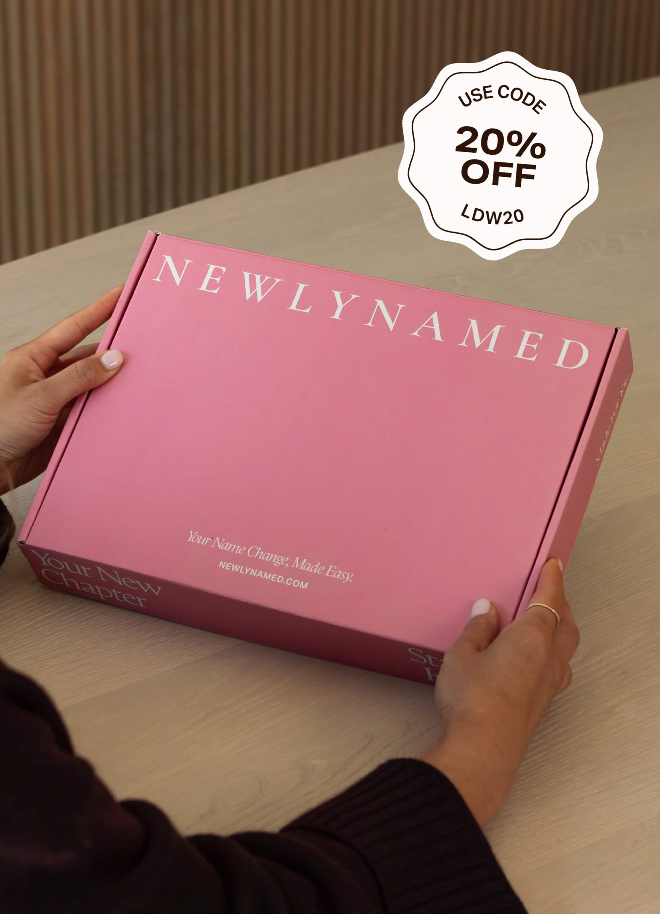 Pink NewlyNamed Box Name Change Service Labor Day Sale