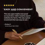 Five-star customer review for NewlyNamed Box stating it was easy, convenient, and saved time searching websites for name change forms.