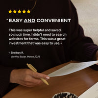 Five-star customer review for NewlyNamed Box stating it was easy, convenient, and saved time searching websites for name change forms.