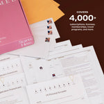 Pre-addressed envelopes and printed forms next to a pink NewlyNamed Box with text stating it covers over 4,000 subscriptions, licenses, memberships, and travel programs.