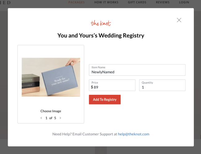 NewlyNamed Wedding Registry